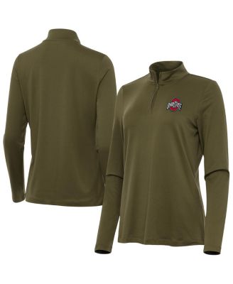 Antigua - Women's Olive Ohio State Buckeyes Reprocess Quarter-Zip Top