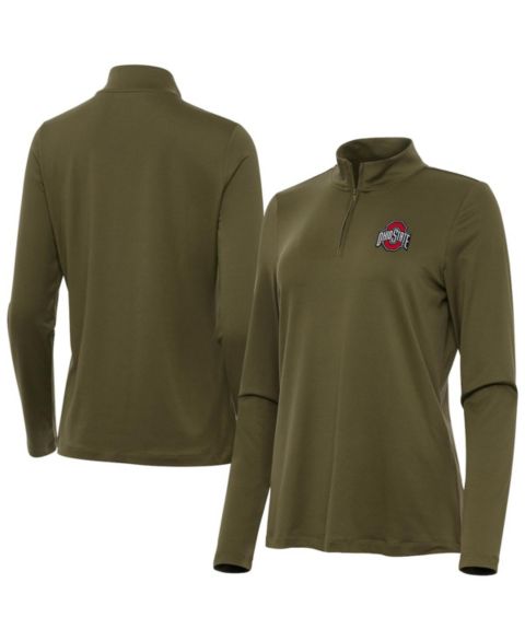 Женский топ Antigua Olive Ohio State Buckeyes Reprocess Quarter-Zip