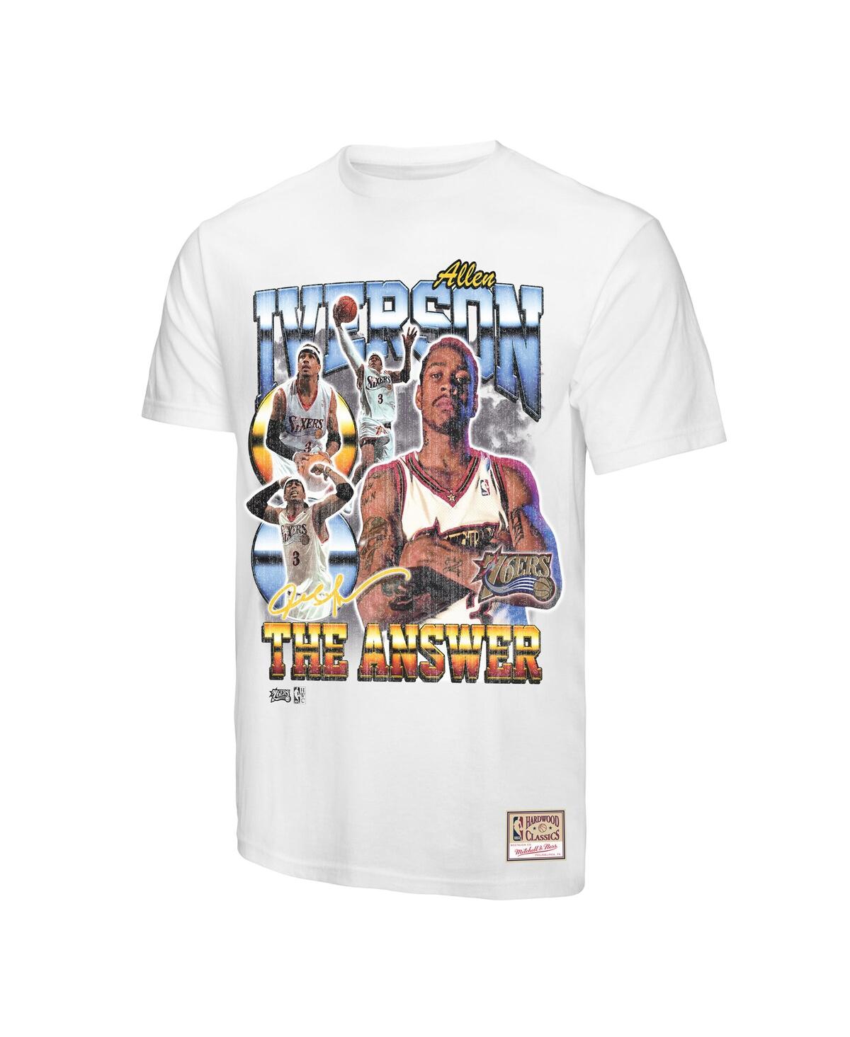 Mitchell & Ness Men's Allen Iverson White Philadelphia 76ers Hardwood Classics Commemorative Player Collage T-shirt In White