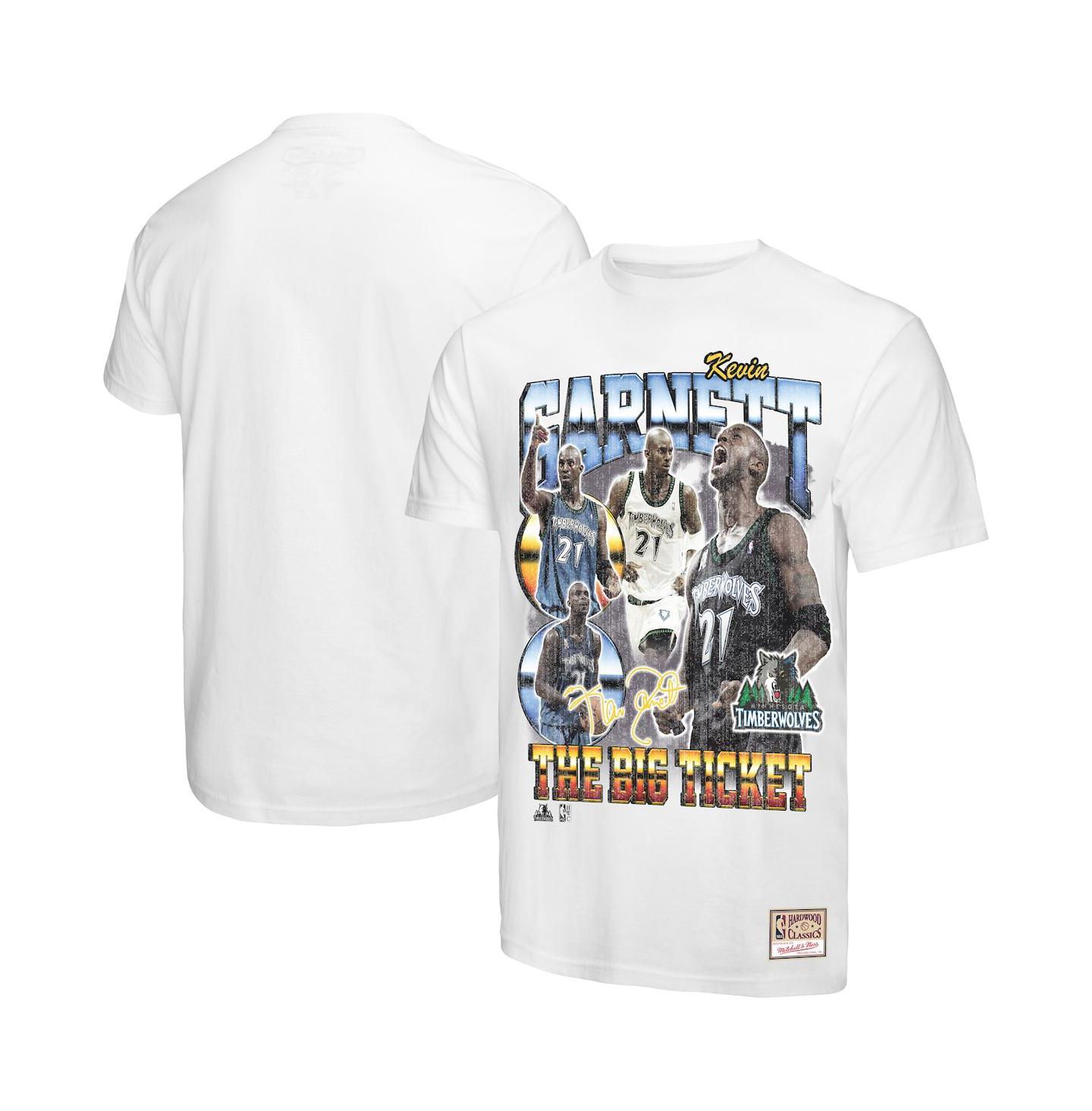 Мужская футболка Mitchell & Ness Kevin Garnett White Minnesota Timberwolves Hardwood Classics Commemorative Player Collage — фото 1