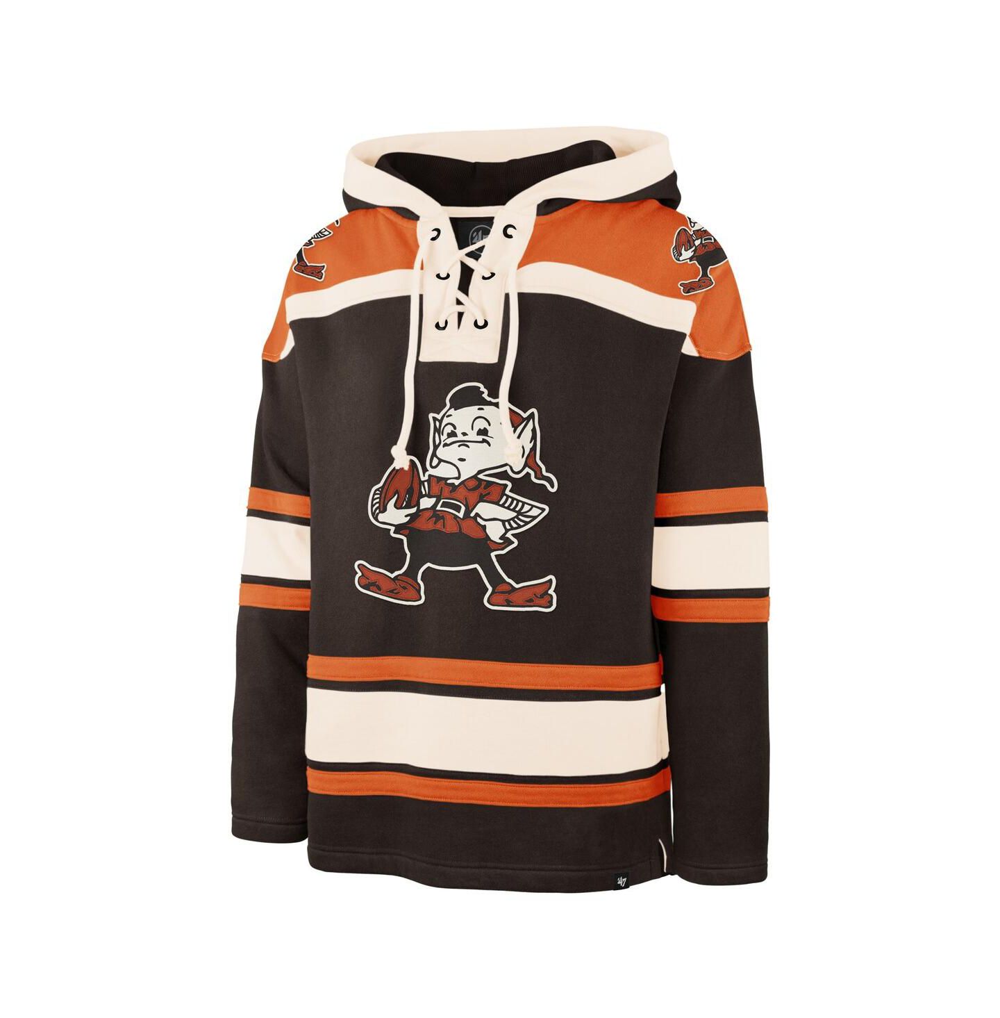 Мужское худи '47 Brand Brown Cleveland Browns Throwback Superior Lacer — фото 2