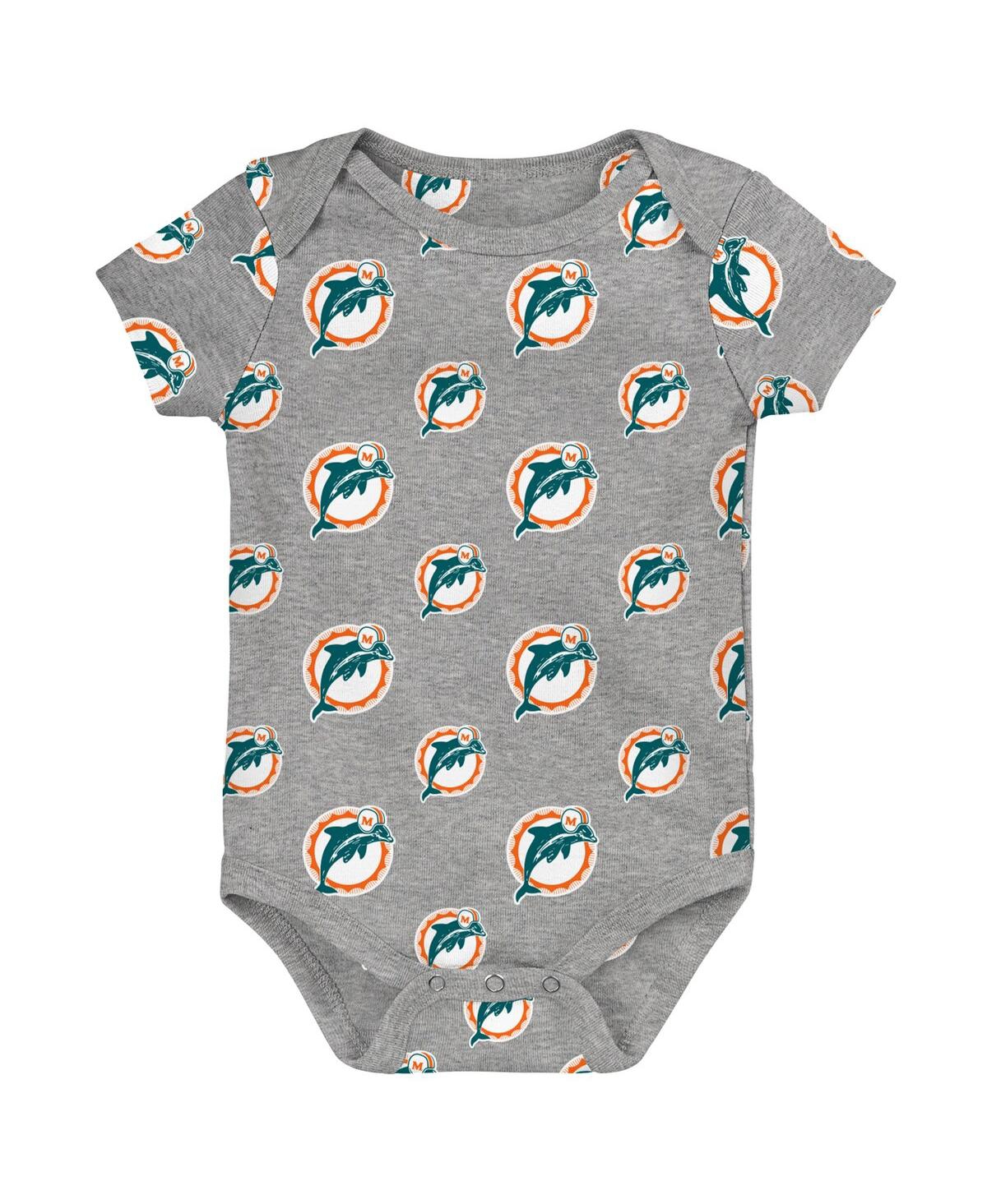 Outerstuff Newborn 3-pack Miami Dolphins Little Tike Bodysuit Set In Multi