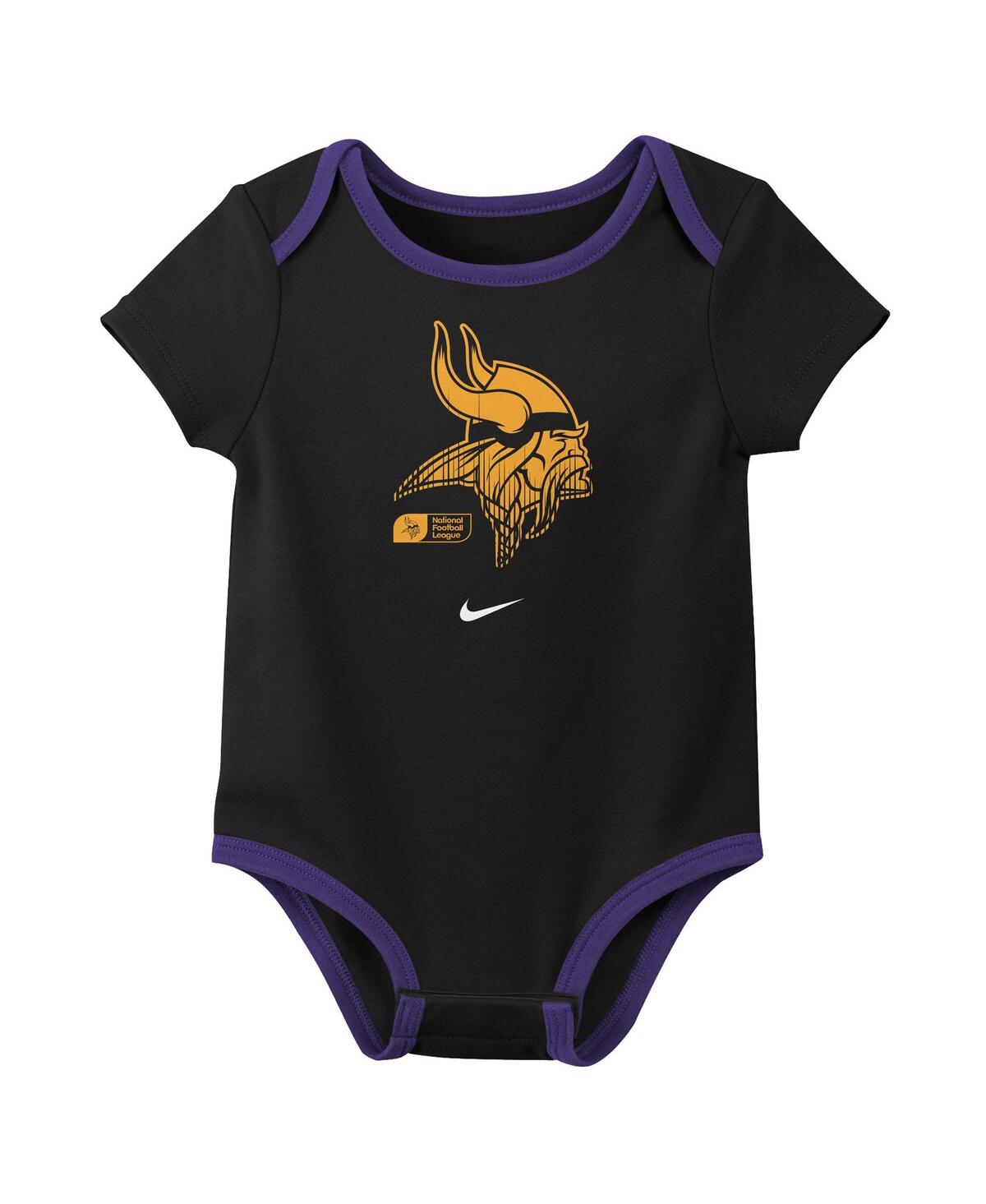 Nike Baby Boys And Girls 3-pack Justin Jefferson Minnesota Vikings Name Number Bodysuit Set In Multi