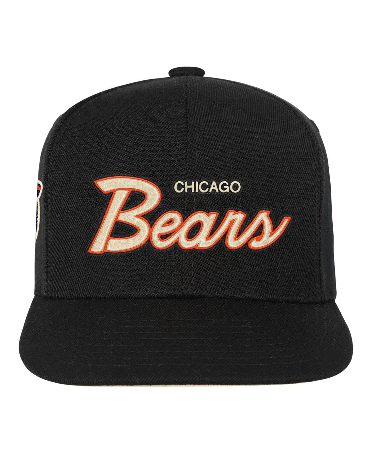 Mitchell & Ness Big Boys And Girls Black Chicago Bears Cream Team Script Snapback Hat In Black