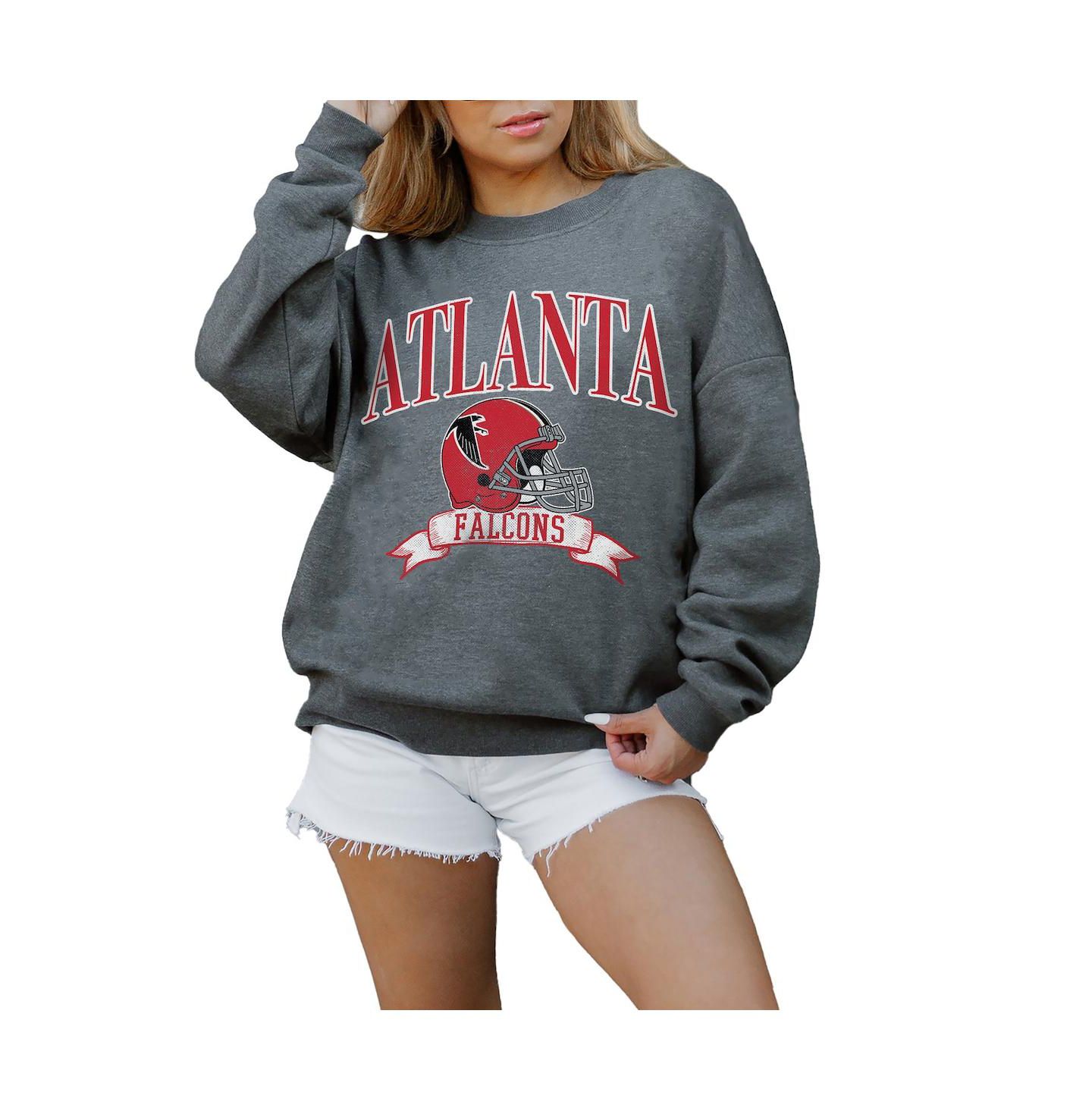 Женская толстовка Gameday Couture Charcoal Atlanta Falcons Oversized Seal the Deal Premium Fleece Drop Shoulder Pullover — фото 1