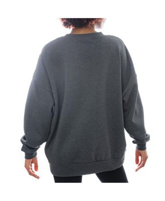 Women's Charcoal New York Jets Oversized Long Weekend Premium Fleece Drop Shoulder Pullover Sweatshirt