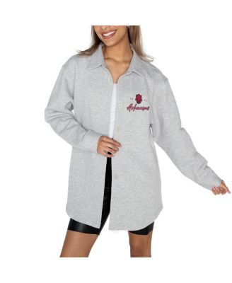 Gameday Couture - Women's Ash Arkansas Razorbacks Foundation Full-Button Long Sleeve Overshirt