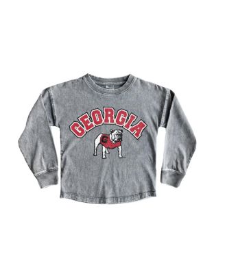 Gameday Couture - Big Girls Gray Georgia Bulldogs Faded Wash Pullover Top