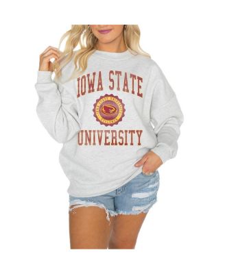 Gameday Couture - Women's Steel Iowa State Cyclones Oversized Good Vibes Premium Fleece Drop Shoulder Pullover Sweatshirt