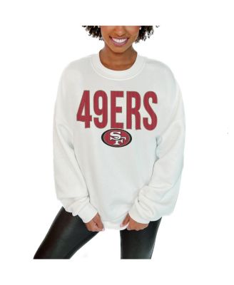 Gameday Couture - Women's White San Francisco 49ers Just Go With It Oversized Long Sleeve Crewneck Sweatshirt