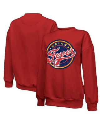 Majestic - Women's Red Indiana Fever Primary Logo Drop Shoulder Tri-Blend Pullover Sweatshirt