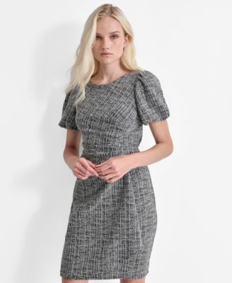 Women's Bubble Sleeve Ruched Sheath Dress