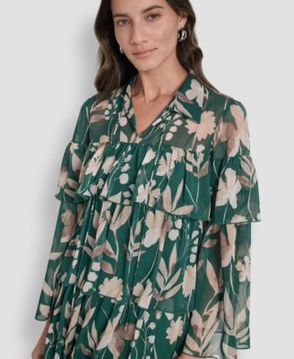 Women's Long Sleeve Tiered Ruffle Dress