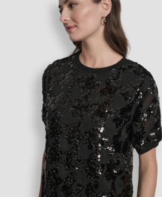 Women's Short Sleeve Sequin Tunic Dress