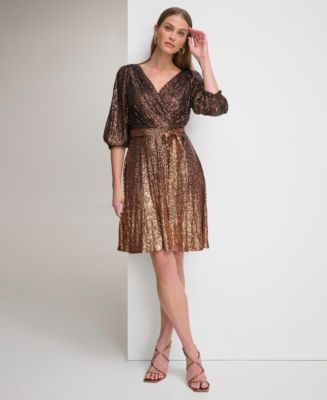 august sky women's sequin faux wrap midi dress Sequin Wrap Midi Dress
