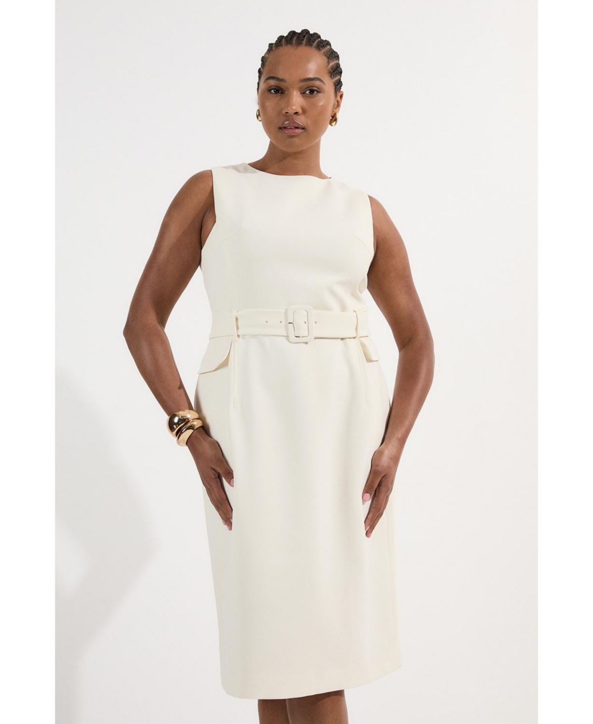 Karen Millen Women's Essential Belted Tailored Midi Dress