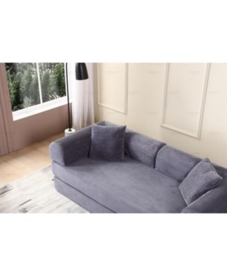 Corduroy Convertible Sleeper Sofa Bed - Gray