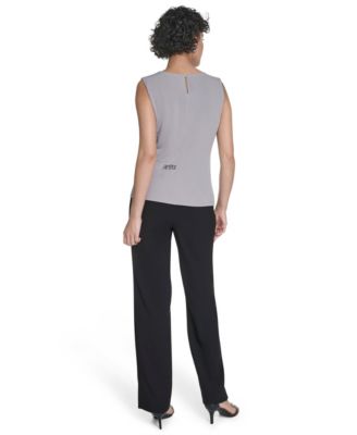 Women’s Sleeveless Pleated Neck Top