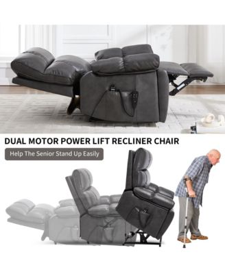 Massage Dual Motor Infinite Position Recliners Electric Lift Chair with Cup Holders and Power-Remote