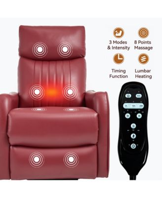 Heat Massage Manual Recliner Chair with Rocker and Swivel in Fabric for Living Room
