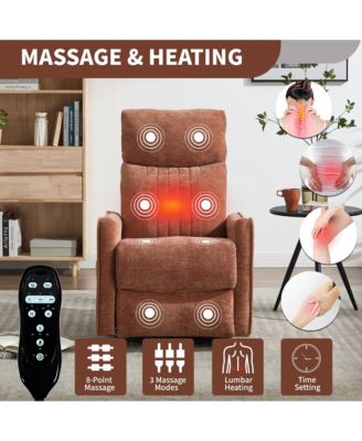 Heat Massage Manual Recliner Chair with Rocker and Swivel in Fabric for Living Room