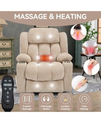 Power Lift Chair Recliner with 8-Point Vibration Massage and Lumbar Heating