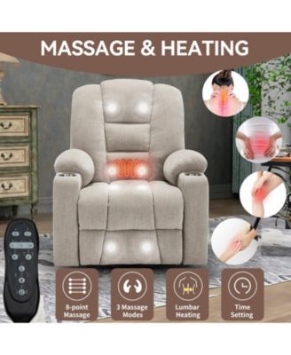 Large Power Lift Chair Recliner with Massage and Heat for Elderly