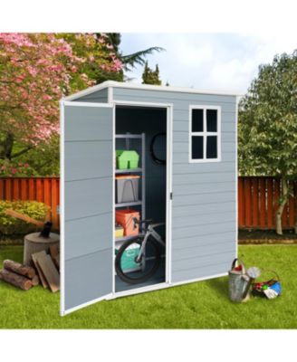 5x3 Resin Outdoor Storage Shed, Lockable Door, Grey