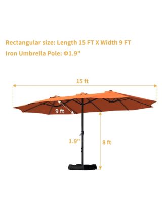 15 ft. Steel Patio Umbrella, with Base and Sandbags, Weather-Resistant,Tan