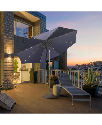 10 ft. Aluminum Market Outdoor Tilt Patio LED Umbrella in Red