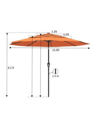 3-Tier Patio Umbrella with Led Lights 11ft Outdoor Patio Table Umbrella Large Umbrella Pool Umbrella For Deck, Pool, Garden, Patio