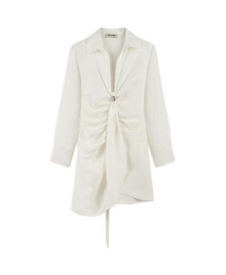 Women's Linen Mini Dress with Accessory Detail