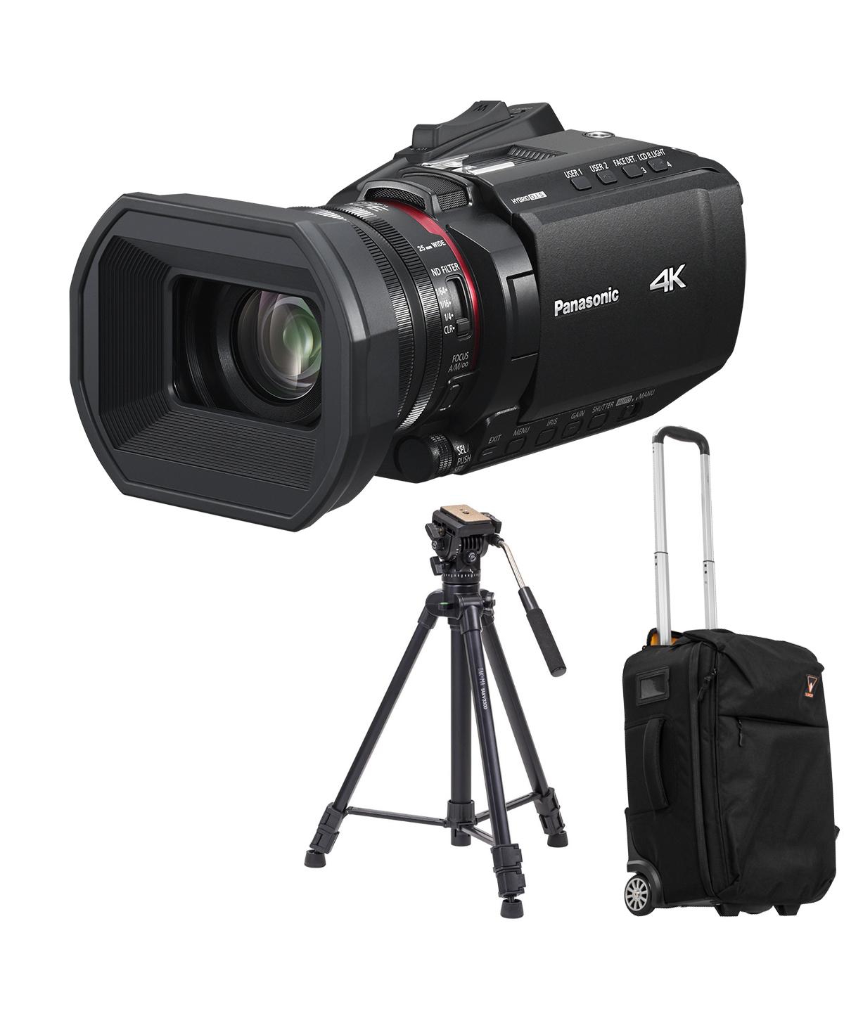 Panasonic Hc-X1200 4K Camcorder, Bundle with 3-Section Aluminum Video Tripod and Roller Bag
