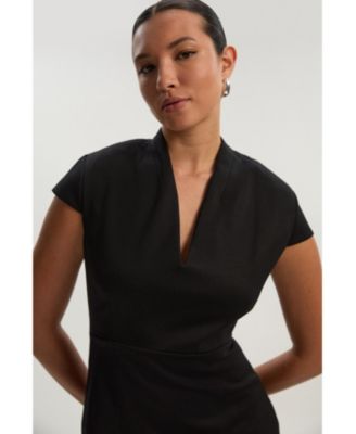 Women's Asymmetric Front Tailored Midi Dress