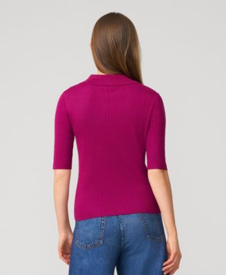 Women's Ribbed Polo Half Sleeve Sweater