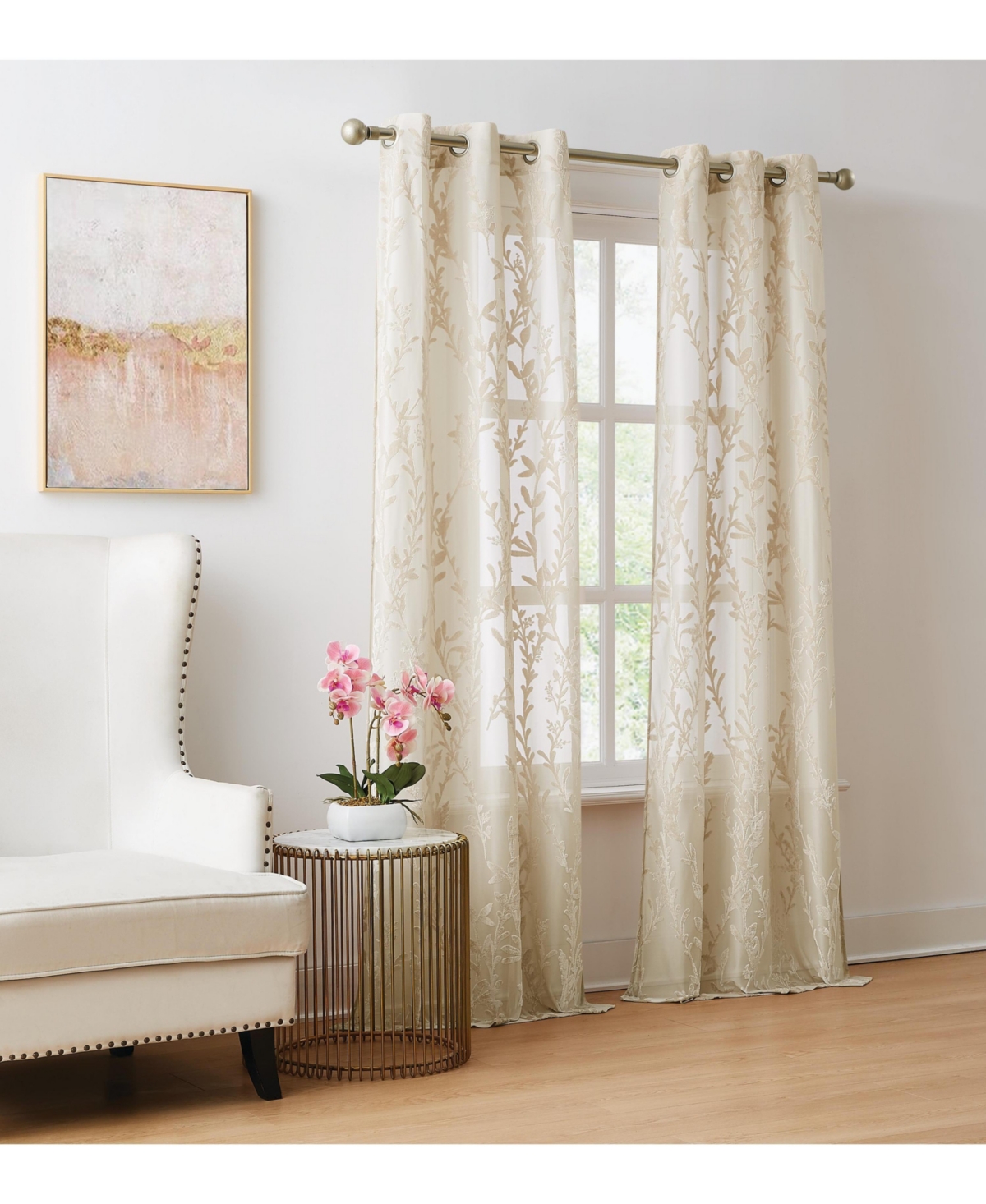 5th Avenue Lux Shelton Burn Out Grommet Window Curtain Panel Pair 2 Piece Window Curtain