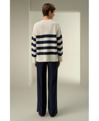Women's Striped Wool-Cashmere Oversized Sweater