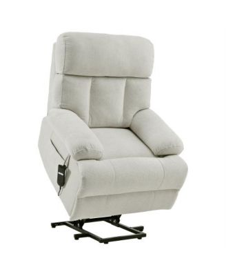 Oversized Fabric Recliner Chair – Electric Power Lift, Remote Control – Elderly Support Seating