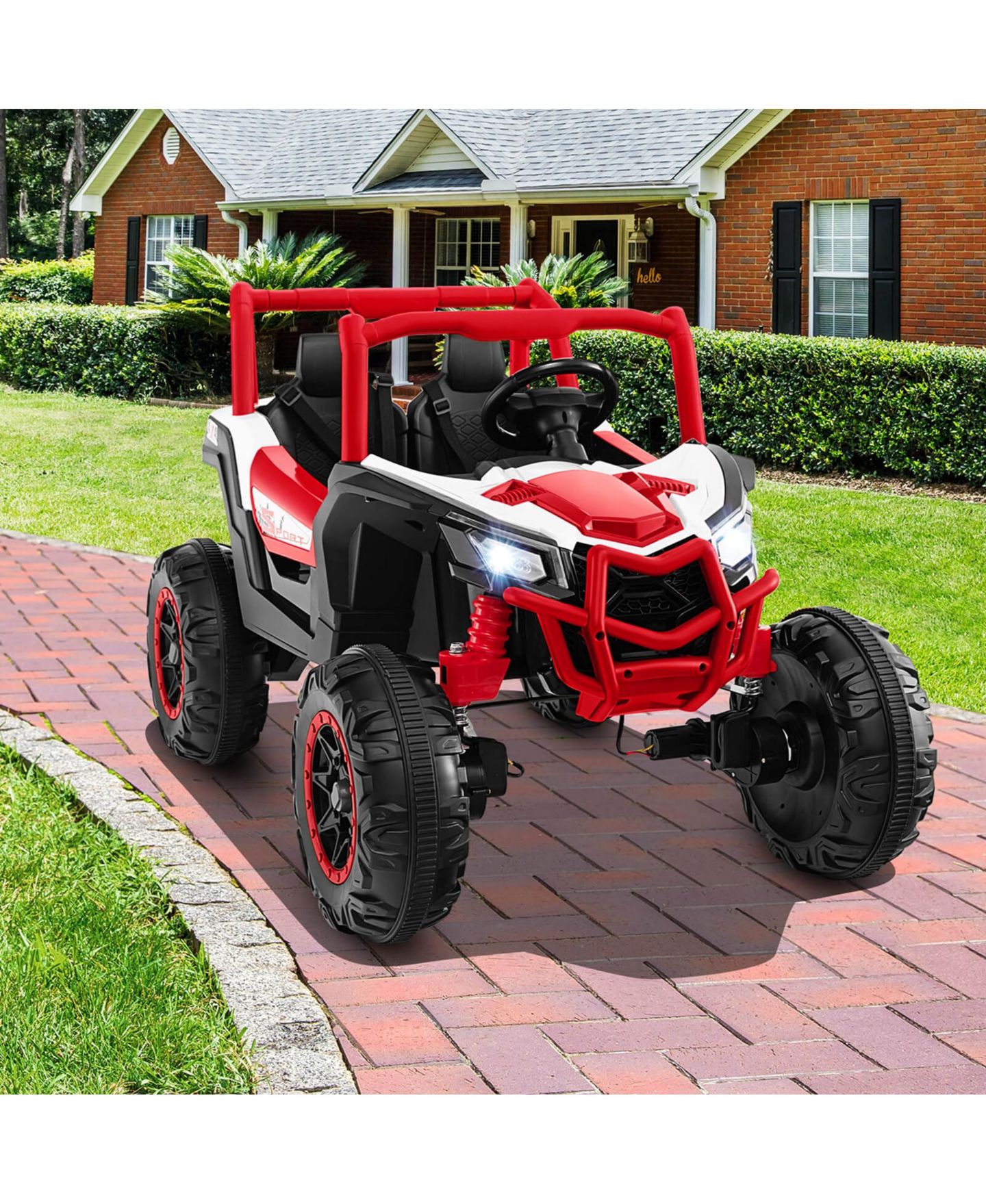 Детская игрушка Costway 24V Kids 2-Seater Remote Control Ride-On UTV, от 3 лет, цвет: Красный — фото 5