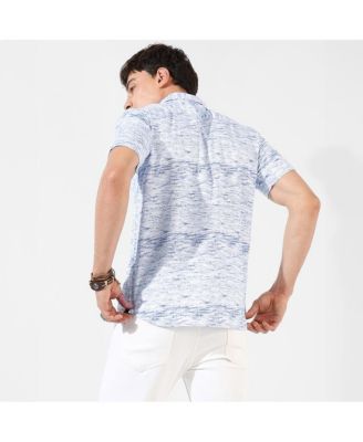 Men's Chalk White & Indigo Blue Textured Tactile Shirt