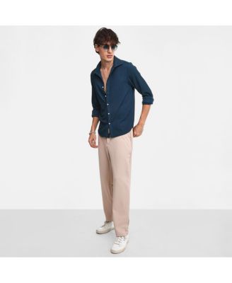 Men's Aegean Blue Stripe-Creased Shirt