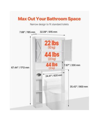 Over-Toilet Storage Cabinet with Adjustable Shelf for Bathroom Organization