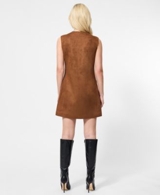 Women's Faux Suede Sleeveless Boxy Dress