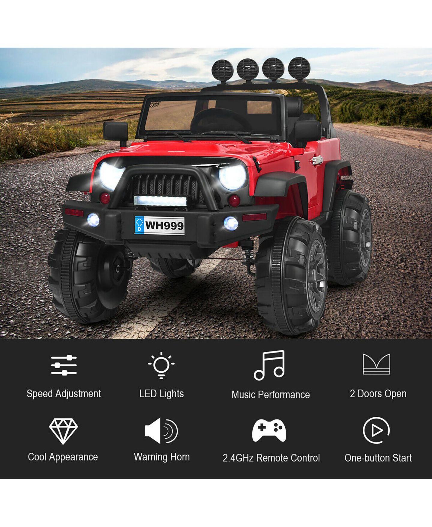 Детская игрушка Costway 12V Kids Ride On Truck with LED Lights and Bluetooth Remote Control, 66 lb. Capacity, 3–7 лет, цвет: Красный — фото 5