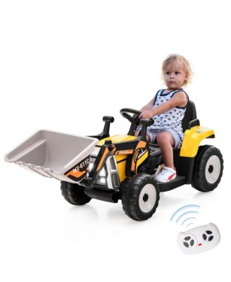 Kids Ride On Excavator Digger 12V Electric Tractor RC w/ Digging Bucket