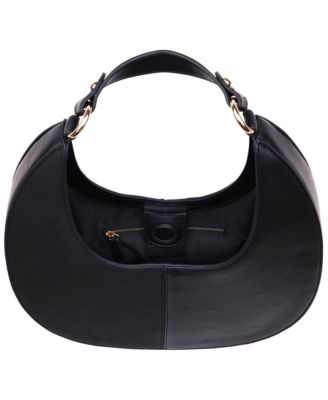 Smooth & Suede PU Shoulder Bag with Chain Logo Detail