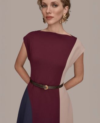 Women's Cap-Sleeve Colorblock Midi Dress