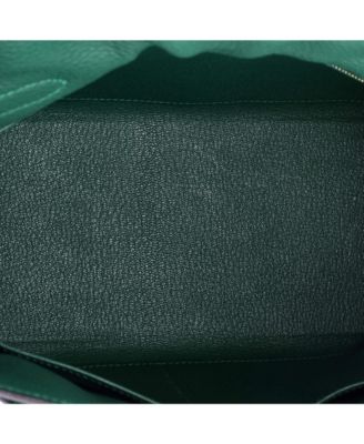 Kelly 28 Handbag Green Clemence with Gold Hardware