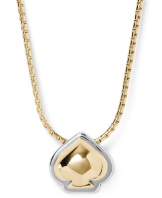 Two-Tone Sculpted Spade Mini Pendant Necklace