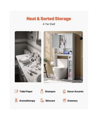 Space-Saving Over-Toilet Cabinet with Adjustable Shelf for Bathroom